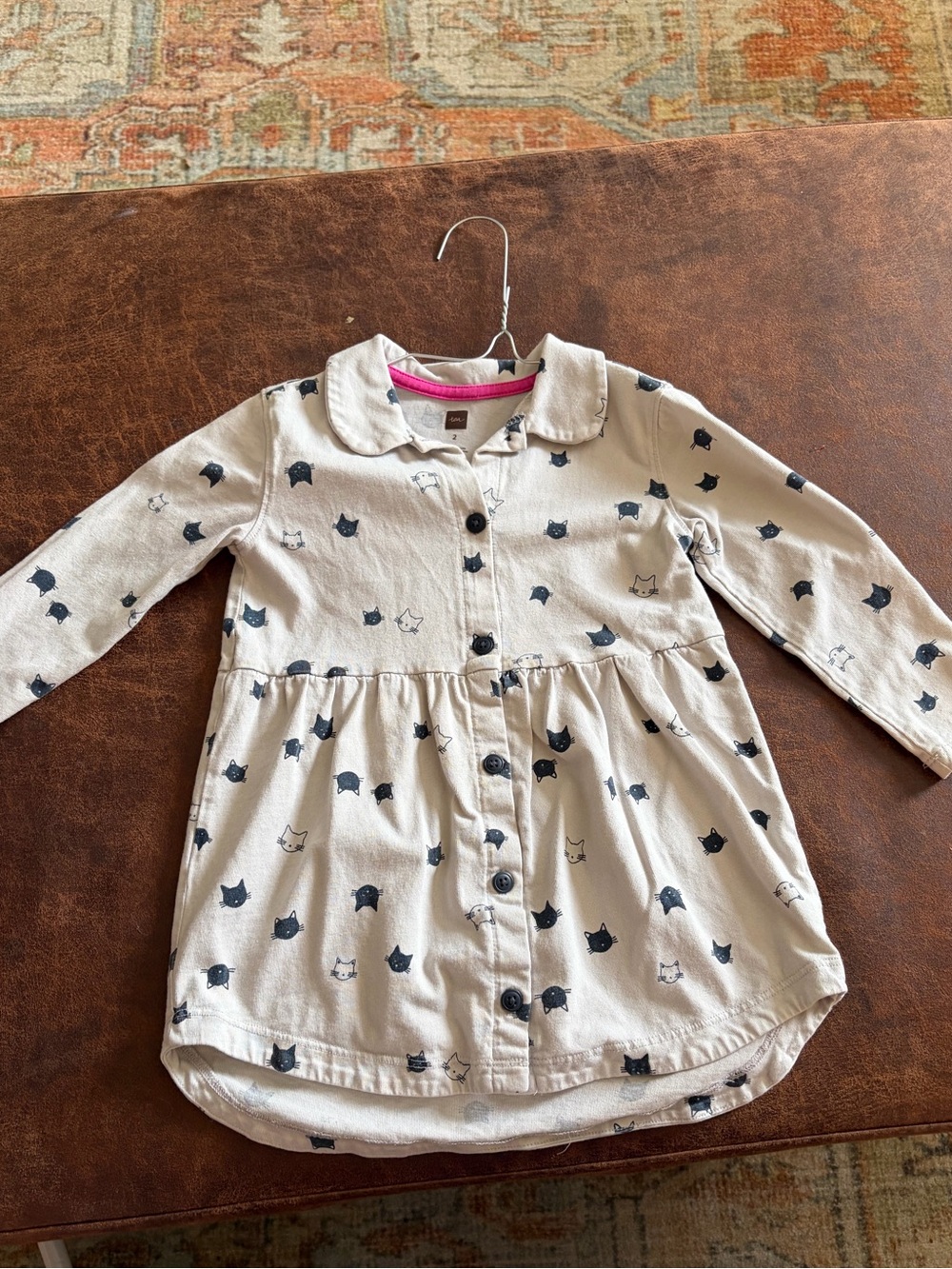 Tea Collection Grey Dress with Cat Print